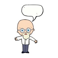 cartoon genius scientist with speech bubble N12
