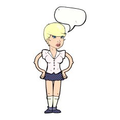 cartoon woman with hands on hips speech bubble N255