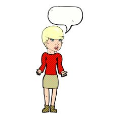 cartoon confused woman with speech bubble N101