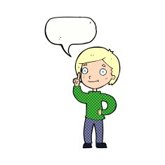 cartoon boy with idea speech bubble N82