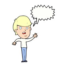 cartoon unhappy boy with speech bubble N69