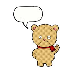 cartoon bear waving with speech bubble N4