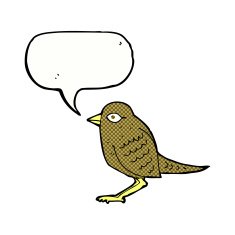 cartoon garden bird with speech bubble N45