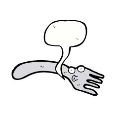 cartoon fork with speech bubble N8