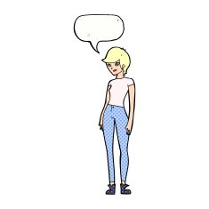 cartoon modern attractive woman with speech bubble N11