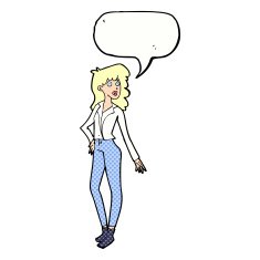 cartoon pretty woman with speech bubble N322