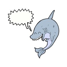 cartoon shark with speech bubble N47