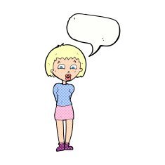cartoon surprised woman with speech bubble N288