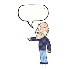 cartoon furious old man with speech bubble N12