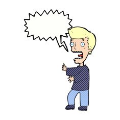 cartoon terrified man with speech bubble N255