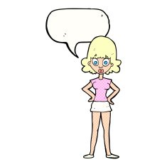 cartoon surprised woman with speech bubble N289