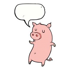 funny cartoon pig with speech bubble N5