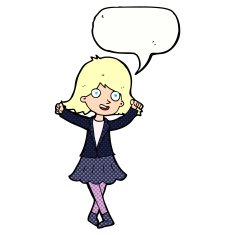 cartoon happy girl with speech bubble N99