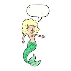 cartoon mermaid with speech bubble N76