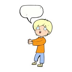 cartoon shocked boy with speech bubble N36