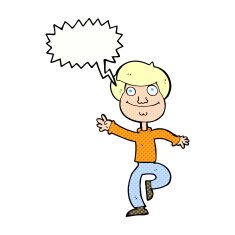 cartoon dancing man with speech bubble N23