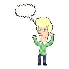 cartoon shocked man with speech bubble N123