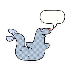 cartoon seal with speech bubble N24