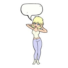 cartoon pretty woman with speech bubble N323