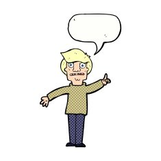 cartoon man asking question with speech bubble N58