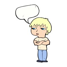 cartoon annoyed boy with speech bubble N47