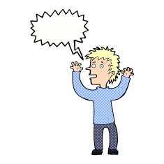 cartoon excited boy with speech bubble N167