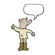 cartoon funny werewolf with speech bubble N22
