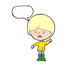 cartoon unhappy boy with speech bubble N70