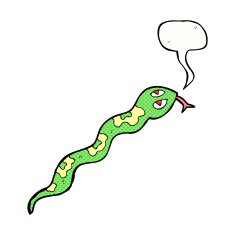 cartoon hissing snake with speech bubble N34