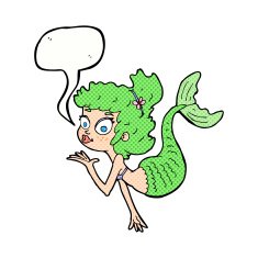 cartoon pretty mermaid with speech bubble N43
