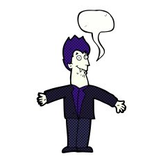 cartoon vampire man with speech bubble N140