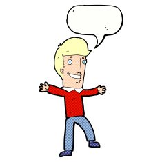 cartoon happy man with speech bubble N538