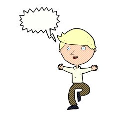 cartoon excited man with speech bubble N82