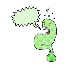cartoon halloween ghost in bottle with speech bubble N21
