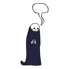 cartoon halloween ghoul with speech bubble N11