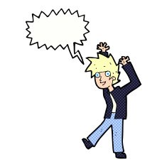 cartoon excited boy with speech bubble N172