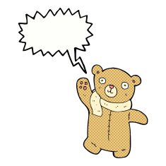 cute cartoon teddy bear with speech bubble N19