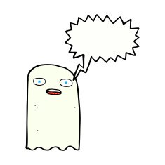 funny cartoon ghost with speech bubble N102