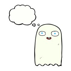 funny cartoon ghost with speech bubble N105