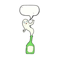 cartoon ghost in bottle with speech bubble N15