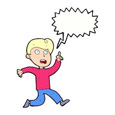 cartoon boy panicking with speech bubble N36