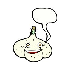 cartoon garlic with speech bubble N6