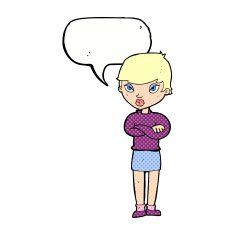 cartoon annoyed woman with speech bubble N214