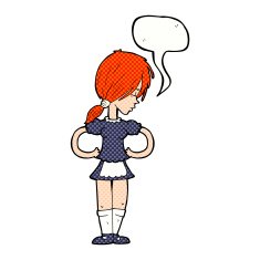 cartoon waitress with speech bubble N32