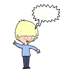 cartoon boy with question speech bubble N23