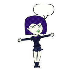 cartoon vampire girl with speech bubble N269