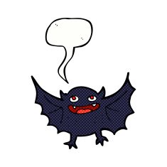 cartoon vampire bat with speech bubble N22