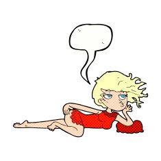 cartoon woman in sexy pose with speech bubble N20