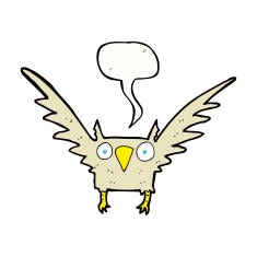 Cartoon owl with speech bubble N81