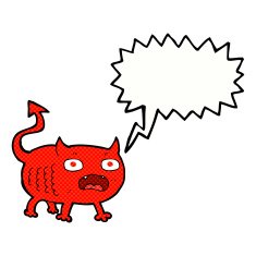 cartoon little imp with speech bubble N15